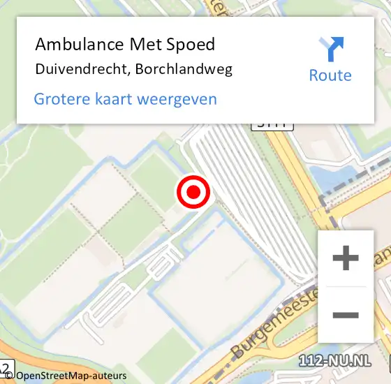 Locatie op kaart van de 112 melding: Ambulance Met Spoed Naar Duivendrecht, Borchlandweg op 5 april 2023 08:32
