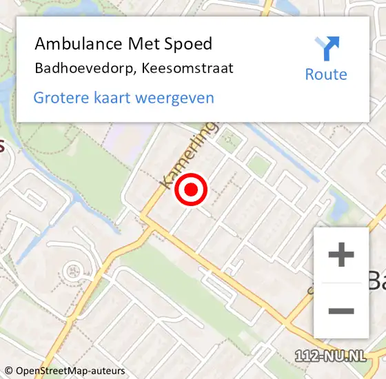 Locatie op kaart van de 112 melding: Ambulance Met Spoed Naar Badhoevedorp, Keesomstraat op 5 april 2023 09:06