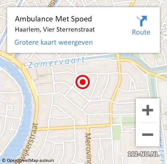 Locatie op kaart van de 112 melding: Ambulance Met Spoed Naar Haarlem, Vier Sterrenstraat op 5 april 2023 09:28