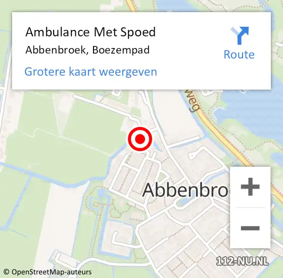 Locatie op kaart van de 112 melding: Ambulance Met Spoed Naar Abbenbroek, Boezempad op 5 april 2023 09:36