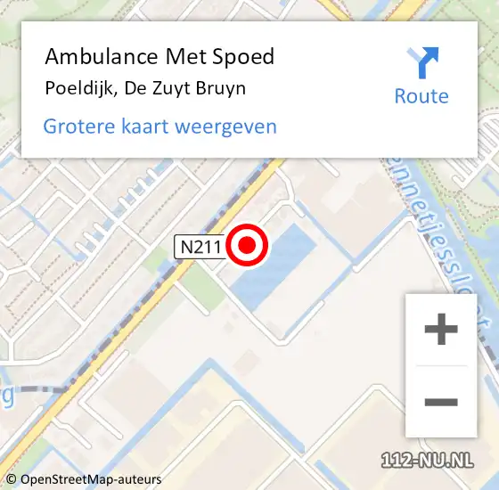 Locatie op kaart van de 112 melding: Ambulance Met Spoed Naar Poeldijk, De Zuyt Bruyn op 5 april 2023 09:38