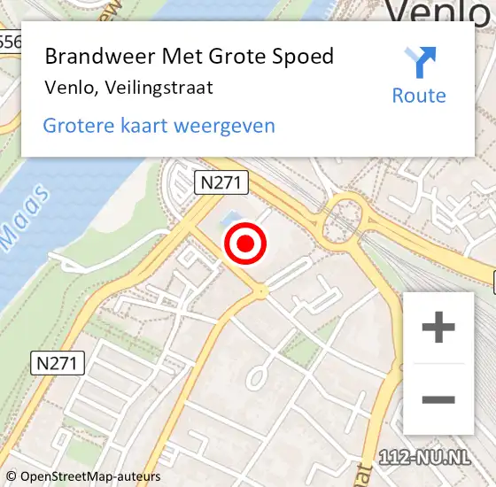 Locatie op kaart van de 112 melding: Brandweer Met Grote Spoed Naar Venlo, Veilingstraat op 5 april 2023 09:47