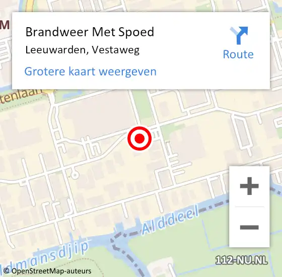 Locatie op kaart van de 112 melding: Brandweer Met Spoed Naar Leeuwarden, Vestaweg op 5 april 2023 10:18