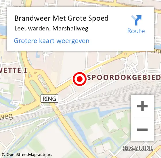 Locatie op kaart van de 112 melding: Brandweer Met Grote Spoed Naar Leeuwarden, Marshallweg op 5 april 2023 10:23