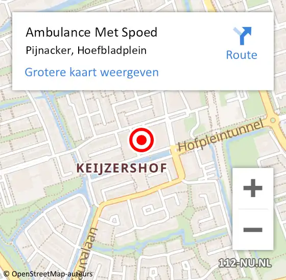 Locatie op kaart van de 112 melding: Ambulance Met Spoed Naar Pijnacker, Hoefbladplein op 5 april 2023 10:28