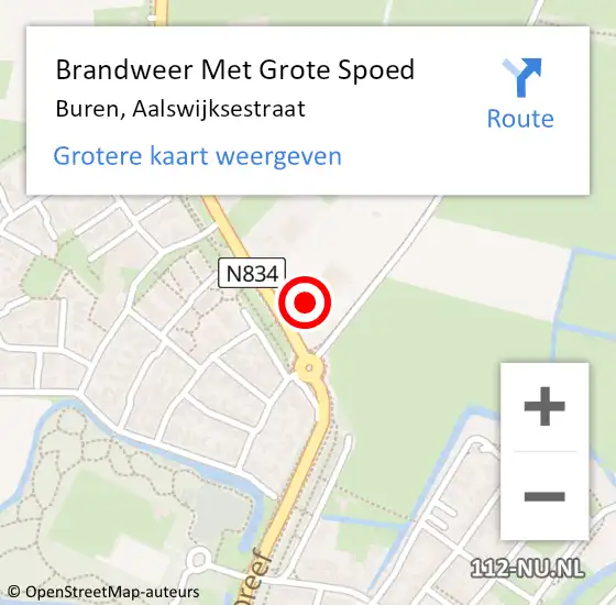 Locatie op kaart van de 112 melding: Brandweer Met Grote Spoed Naar Buren, Aalswijksestraat op 5 april 2023 10:46