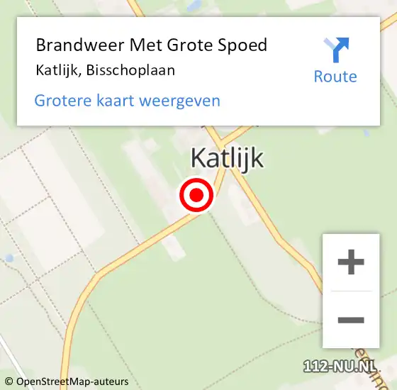 Locatie op kaart van de 112 melding: Brandweer Met Grote Spoed Naar Katlijk, Bisschoplaan op 5 april 2023 11:22