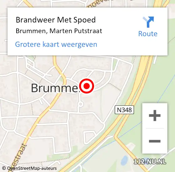 Locatie op kaart van de 112 melding: Brandweer Met Spoed Naar Brummen, Marten Putstraat op 5 april 2023 11:24