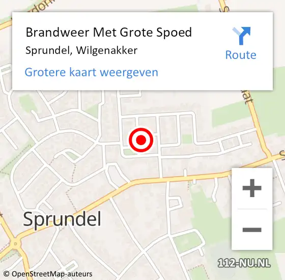 Locatie op kaart van de 112 melding: Brandweer Met Grote Spoed Naar Sprundel, Wilgenakker op 5 april 2023 11:25