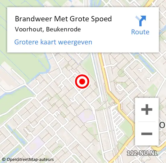 Locatie op kaart van de 112 melding: Brandweer Met Grote Spoed Naar Voorhout, Beukenrode op 5 april 2023 11:43