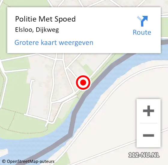 Locatie op kaart van de 112 melding: Politie Met Spoed Naar Elsloo, Dijkweg op 5 april 2023 11:58