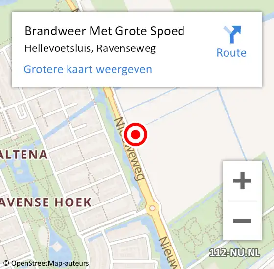 Locatie op kaart van de 112 melding: Brandweer Met Grote Spoed Naar Hellevoetsluis, Ravenseweg op 5 april 2023 12:03