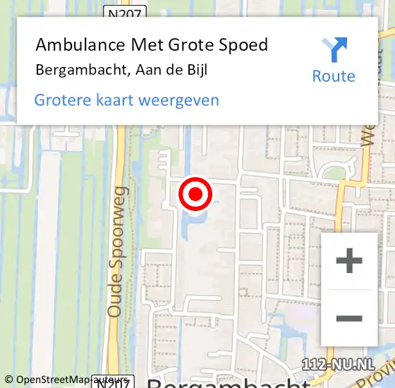 Locatie op kaart van de 112 melding: Ambulance Met Grote Spoed Naar Bergambacht, Aan de Bijl op 5 april 2023 12:04