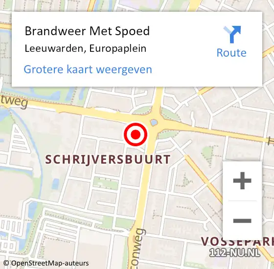 Locatie op kaart van de 112 melding: Brandweer Met Spoed Naar Leeuwarden, Europaplein op 5 april 2023 12:04