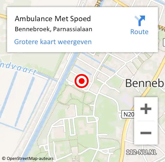 Locatie op kaart van de 112 melding: Ambulance Met Spoed Naar Bennebroek, Parnassialaan op 5 april 2023 12:04