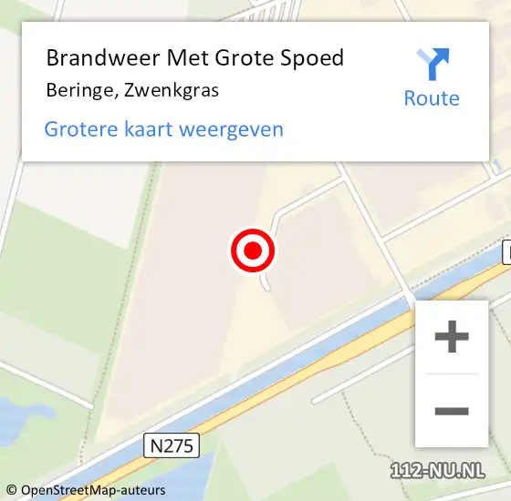 Locatie op kaart van de 112 melding: Brandweer Met Grote Spoed Naar Beringe, Zwenkgras op 5 april 2023 12:08