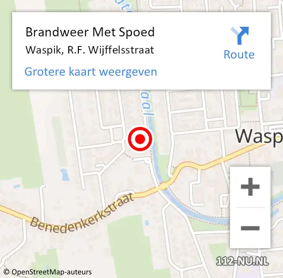 Locatie op kaart van de 112 melding: Brandweer Met Spoed Naar Waspik, R.F. Wijffelsstraat op 21 augustus 2014 10:59