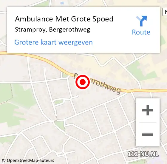 Locatie op kaart van de 112 melding: Ambulance Met Grote Spoed Naar Stramproy, Bergerothweg op 5 april 2023 12:33