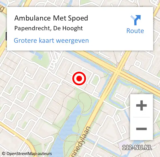 Locatie op kaart van de 112 melding: Ambulance Met Spoed Naar Papendrecht, De Hooght op 5 april 2023 12:45