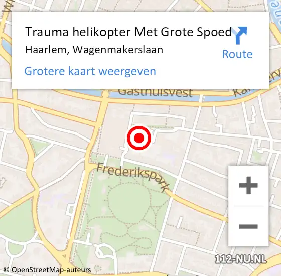 Locatie op kaart van de 112 melding: Trauma helikopter Met Grote Spoed Naar Haarlem, Wagenmakerslaan op 5 april 2023 12:48