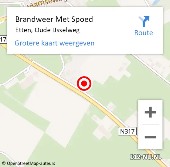 Locatie op kaart van de 112 melding: Brandweer Met Spoed Naar Etten, Oude IJsselweg op 5 april 2023 12:55