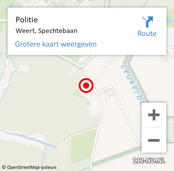 Locatie op kaart van de 112 melding: Politie Weert, Spechtebaan op 5 april 2023 12:59