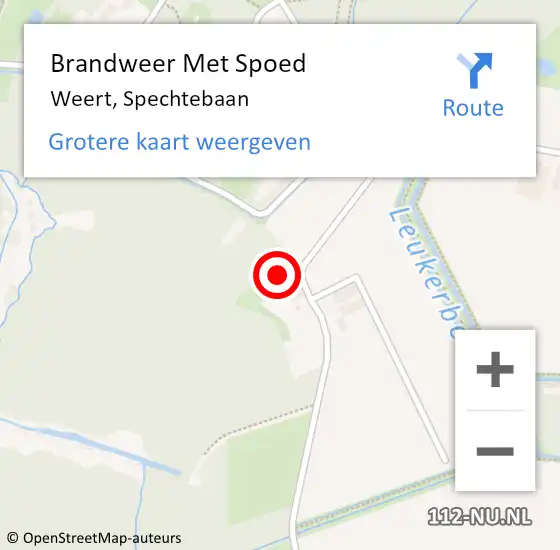 Locatie op kaart van de 112 melding: Brandweer Met Spoed Naar Weert, Spechtebaan op 5 april 2023 13:00