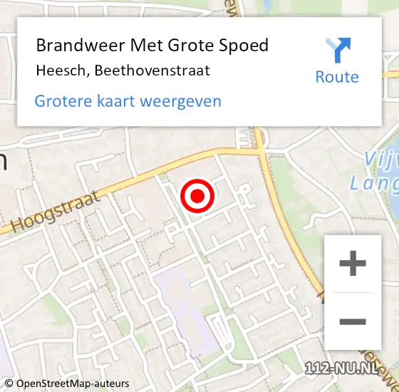 Locatie op kaart van de 112 melding: Brandweer Met Grote Spoed Naar Heesch, Beethovenstraat op 5 april 2023 13:06