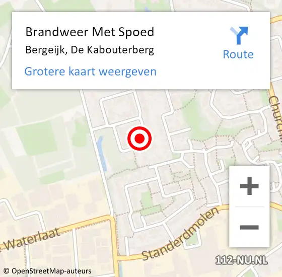 Locatie op kaart van de 112 melding: Brandweer Met Spoed Naar Bergeijk, De Kabouterberg op 5 april 2023 13:39