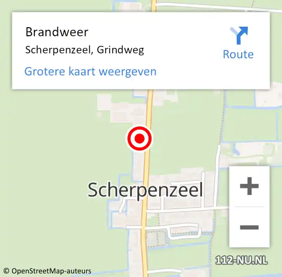 Locatie op kaart van de 112 melding: Brandweer Scherpenzeel, Grindweg op 5 april 2023 13:45