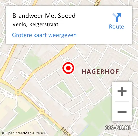 Locatie op kaart van de 112 melding: Brandweer Met Spoed Naar Venlo, Reigerstraat op 5 april 2023 14:08