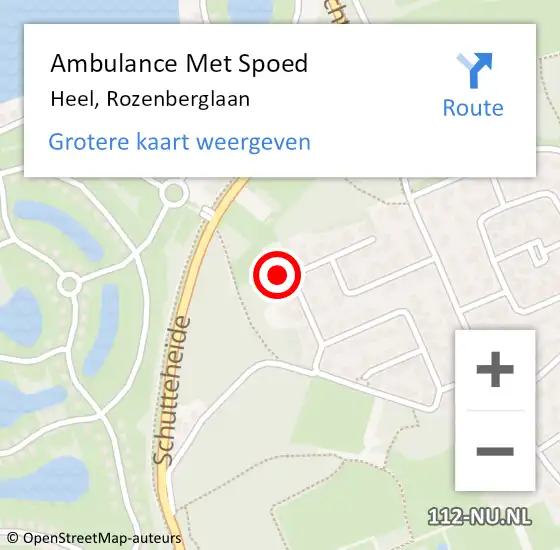 Locatie op kaart van de 112 melding: Ambulance Met Spoed Naar Heel, Rozenberglaan op 5 april 2023 14:22