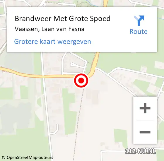 Locatie op kaart van de 112 melding: Brandweer Met Grote Spoed Naar Vaassen, Laan van Fasna op 5 april 2023 14:25