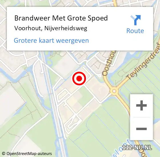 Locatie op kaart van de 112 melding: Brandweer Met Grote Spoed Naar Voorhout, Nijverheidsweg op 5 april 2023 14:30