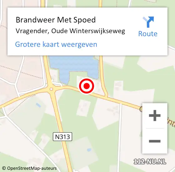 Locatie op kaart van de 112 melding: Brandweer Met Spoed Naar Vragender, Oude Winterswijkseweg op 5 april 2023 14:34