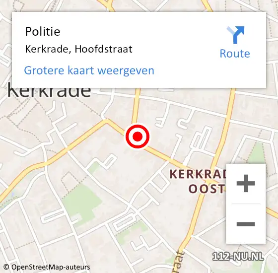 Locatie op kaart van de 112 melding: Politie Kerkrade, Hoofdstraat op 5 april 2023 14:50