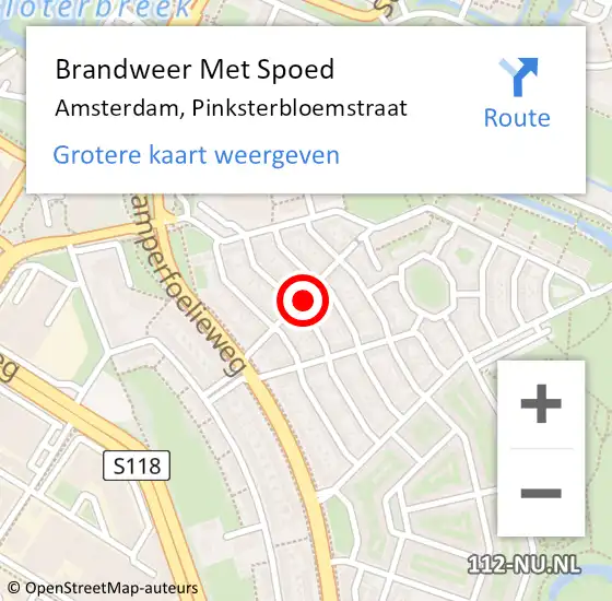 Locatie op kaart van de 112 melding: Brandweer Met Spoed Naar Amsterdam, Pinksterbloemstraat op 5 april 2023 15:09