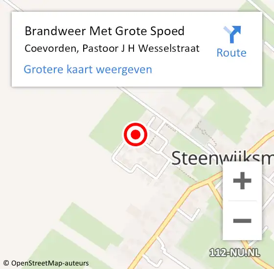 Locatie op kaart van de 112 melding: Brandweer Met Grote Spoed Naar Coevorden, Pastoor J H Wesselstraat op 5 april 2023 15:16