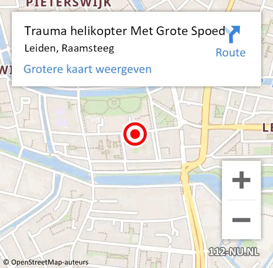 Locatie op kaart van de 112 melding: Trauma helikopter Met Grote Spoed Naar Leiden, Raamsteeg op 5 april 2023 15:22