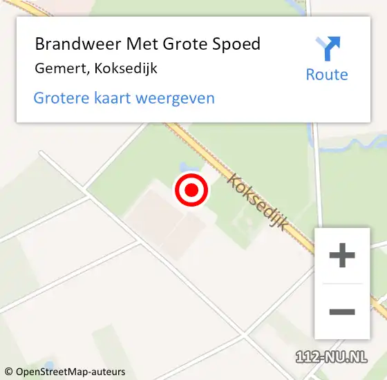 Locatie op kaart van de 112 melding: Brandweer Met Grote Spoed Naar Gemert, Koksedijk op 5 april 2023 15:42