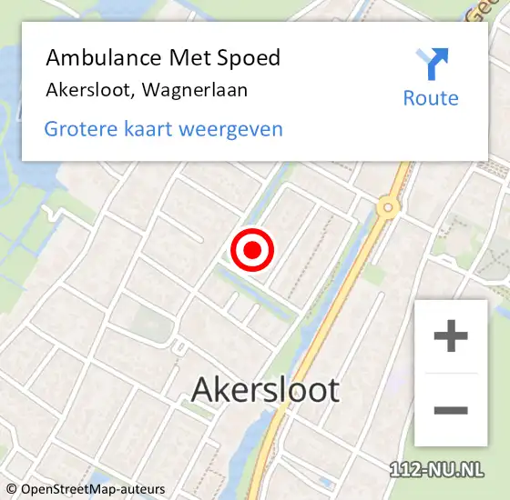 Locatie op kaart van de 112 melding: Ambulance Met Spoed Naar Akersloot, Wagnerlaan op 5 april 2023 16:13