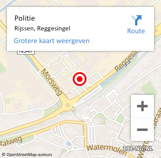 Locatie op kaart van de 112 melding: Politie Rijssen, Reggesingel op 5 april 2023 16:16