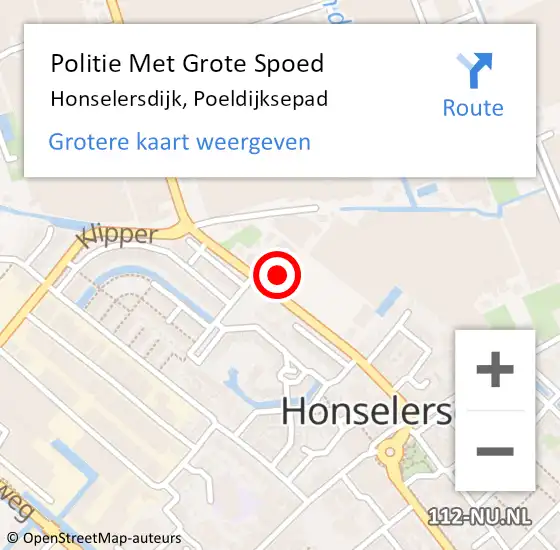 Locatie op kaart van de 112 melding: Politie Met Grote Spoed Naar Honselersdijk, Poeldijksepad op 5 april 2023 16:17