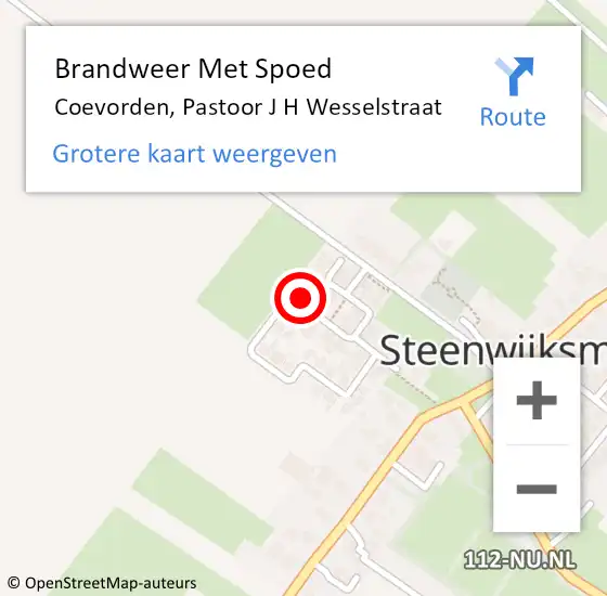 Locatie op kaart van de 112 melding: Brandweer Met Spoed Naar Coevorden, Pastoor J H Wesselstraat op 5 april 2023 16:19