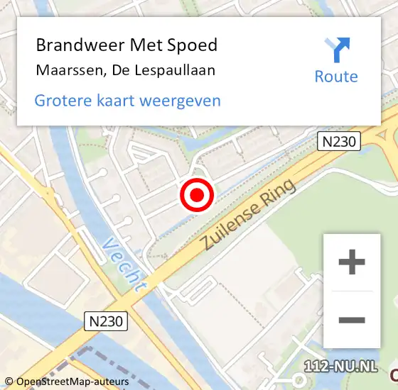 Locatie op kaart van de 112 melding: Brandweer Met Spoed Naar Maarssen, De Lespaullaan op 5 april 2023 16:28