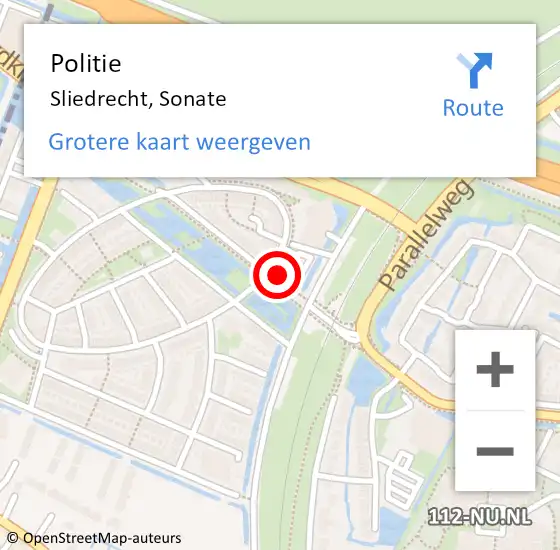 Locatie op kaart van de 112 melding: Politie Sliedrecht, Sonate op 5 april 2023 16:30