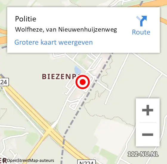 Locatie op kaart van de 112 melding: Politie Wolfheze, van Nieuwenhuijzenweg op 5 april 2023 16:36