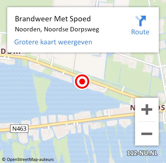 Locatie op kaart van de 112 melding: Brandweer Met Spoed Naar Noorden, Noordse Dorpsweg op 5 april 2023 16:42