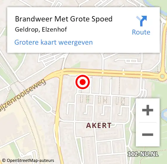 Locatie op kaart van de 112 melding: Brandweer Met Grote Spoed Naar Geldrop, Elzenhof op 5 april 2023 16:42