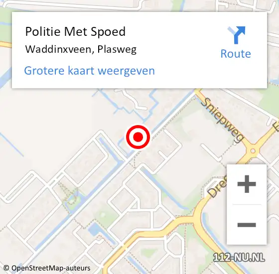 Locatie op kaart van de 112 melding: Politie Met Spoed Naar Waddinxveen, Plasweg op 5 april 2023 16:44